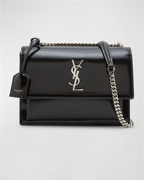 patent ysl|medium sunset leather shoulder bag.